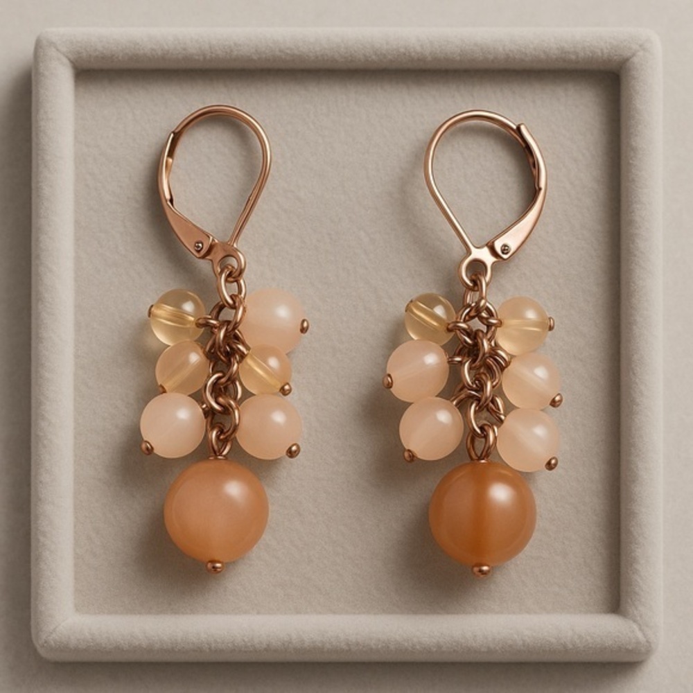 Premier Designs BUBBLE BATH Pink Cluster Beaded Earrings NWOT 1.5" Drop #386